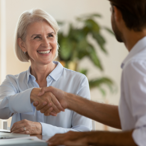 Woman shaking hands