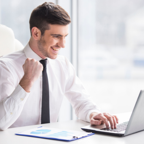 man at computer