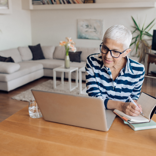 woman working at home