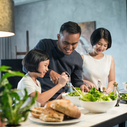 Family making dinner