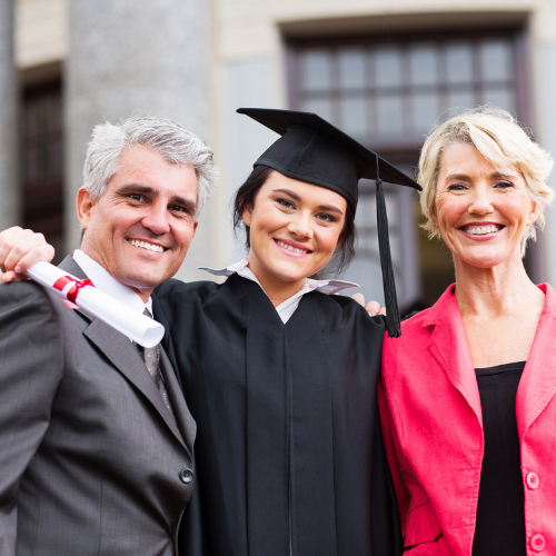 parents with daughter at graduation parents with daughter at graduation
